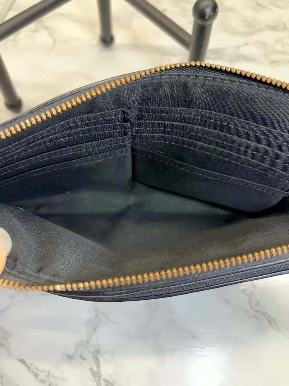 Coach Double Zip Wallet Wristlet Black Leather